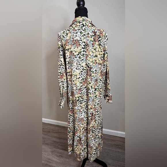H&M Floral Midi Shirt Dress Cottagecore Prairie Boho Botanical Small - Picture 4 of 7